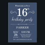 16th Birthday Invitation Blue<br><div class="desc">16th Birthday Invitation with Blue Background. Kids Birthday. Boy or Girl Bday Invite. 13th 15th 16th 18th 20th 21st 30th 40th 50th 60th 70th 80th 90th 100th,  Any age. For further customisation,  please click the "Customise it" button and use our design tool to modify this template.</div>