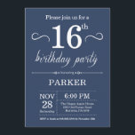 16th Birthday Invitation Blue<br><div class="desc">16th Birthday Invitation with Blue Background. Kids Birthday. Boy or Girl Bday Invite. 13th 15th 16th 18th 20th 21st 30th 40th 50th 60th 70th 80th 90th 100th,  Any age. For further customisation,  please click the "Customise it" button and use our design tool to modify this template.</div>