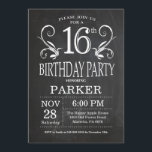 16th Birthday Invitation Chalkboard Floral<br><div class="desc">16th Birthday Invitation Chalkboard Floral Background. 13th 15th 16th 18th 20th 21st 30th 40th 50th 60th 70th 80th 90th 100th,  Any age. Adult Birthday. Woman or Man Male Birthday Party. For further customisation,  please click the "Customise it" button and use our design tool to modify this template.</div>