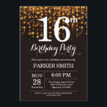 16th Birthday Invitation Gold Glitter<br><div class="desc">16th Birthday Invitation with Gold String Lights with Gold Glitter Background. Gold Birthday. Kids Birthday. Boy or Girl Bday Invite. 13th 15th 16th 18th 20th 21st 30th 40th 50th 60th 70th 80th 90th 100th, Any age. For further customisation, please click the "Customise it" button and use our design tool to...</div>
