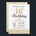 16th Birthday Invitation Gold Glitter<br><div class="desc">16th Birthday Invitation with Gold Glitter Chevron. Black and Gold Glitter. Kids Birthday. Boy or Girl Bday Invite. For further customisation,  please click the "Customise it" button and use our design tool to modify this template.</div>