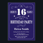 16th Birthday Invitation Navy Blue and White<br><div class="desc">16th Birthday Invitation Navy Blue and White Typography. Navy Blue and White Background. Kids Birthday. Male Men or Women Birthday. Kids Boy or Girl Lady Teen Teenage Bday Invite. 13th 15th 16th 18th 20th 21st 30th 40th 50th 60th 70th 80th 90th 100th. Any Age. For further customisation, please click the...</div>