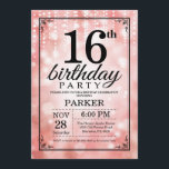 16th Birthday Invitation Pink Glitter<br><div class="desc">16th Birthday Invitation with Pink String Lights with Pink Glitter Background. Pink Birthday. Kids Birthday. Boy or Girl Bday Invite. 13th 15th 16th 18th 20th 21st 30th 40th 50th 60th 70th 80th 90th 100th, Any age. For further customisation, please click the "Customise it" button and use our design tool to...</div>