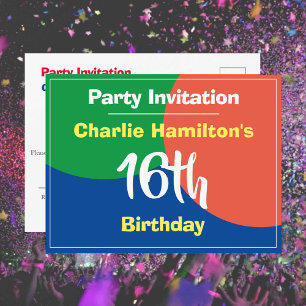 16th Birthday Invitation Postcard