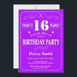 16th Birthday Invitation Purple and White<br><div class="desc">16th Birthday Invitation Purple and White Typography. Purple and White Background. Kids Birthday. Male Men or Women Birthday. Kids Boy or Girl Lady Teen Teenage Bday Invite. 13th 15th 16th 18th 20th 21st 30th 40th 50th 60th 70th 80th 90th 100th. Any Age. For further customisation, please click the "Customise it"...</div>
