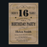 16th Birthday Invitation Rustic Wood<br><div class="desc">16th Birthday Invitation. Stripes Typography. Cheers to 16 years. Rustic Wood Background. Kids Birthday. Male Men or Women Birthday. Kids Boy or Girl Lady Teen Teenage Bday Invite. 13th 15th 16th 18th 20th 21st 30th 40th 50th 60th 70th 80th 90th 100th. Any Age. For further customisation, please click the "Customise...</div>