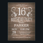 16th Birthday Invitation Rustic Wood Floral<br><div class="desc">16th Birthday Invitation Rustic Wood Floral Background. 13th 15th 16th 18th 20th 21st 30th 40th 50th 60th 70th 80th 90th 100th,  Any age. Adult Birthday. Woman or Man Male Birthday Party. For further customisation,  please click the "Customise it" button and use our design tool to modify this template.</div>