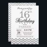 16th Birthday Invitation Silver Glitter<br><div class="desc">16th Birthday Invitation with Silver Glitter Chevron. Black and Silver Glitter. Kids Birthday. Boy or Girl Bday Invite. For further customisation,  please click the "Customise it" button and use our design tool to modify this template.</div>