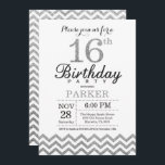 16th Birthday Invitation Silver Glitter<br><div class="desc">16th Birthday Invitation with Silver Glitter Chevron. Black and Silver Glitter. Kids Birthday. Boy or Girl Bday Invite. For further customisation,  please click the "Customise it" button and use our design tool to modify this template.</div>