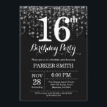 16th Birthday Invitation Silver Glitter<br><div class="desc">16th Birthday Invitation with Silver String Lights with Silver Glitter Background. Silver Birthday. Kids Birthday. Boy or Girl Bday Invite. 13th 15th 16th 18th 20th 21st 30th 40th 50th 60th 70th 80th 90th 100th, Any age. For further customisation, please click the "Customise it" button and use our design tool to...</div>