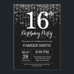 16th Birthday Invitation Silver Glitter<br><div class="desc">16th Birthday Invitation with Silver String Lights with Silver Glitter Background. Silver Birthday. Kids Birthday. Boy or Girl Bday Invite. 13th 15th 16th 18th 20th 21st 30th 40th 50th 60th 70th 80th 90th 100th, Any age. For further customisation, please click the "Customise it" button and use our design tool to...</div>