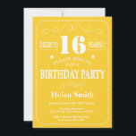 16th Birthday Invitation Yellow and White<br><div class="desc">16th Birthday Invitation Yellow and White Typography. Yellow and White Background. Kids Birthday. Male Men or Women Birthday. Kids Boy or Girl Lady Teen Teenage Bday Invite. 13th 15th 16th 18th 20th 21st 30th 40th 50th 60th 70th 80th 90th 100th. Any Age. For further customisation, please click the "Customise it"...</div>