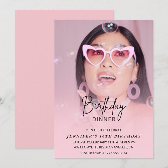 16th birthday invitations Birthday Dinner Photo (Front/Back)