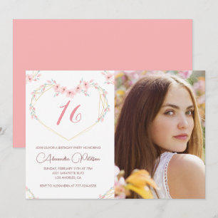 16th birthday invitations Boho Floral Photo