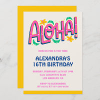 16th birthday invitations Tropical Aloha Hawaii