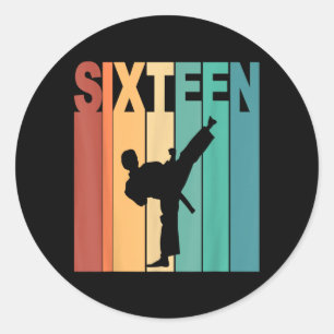 16th Birthday Karate Taekwondo Theme 16 Year Old Classic Round Sticker