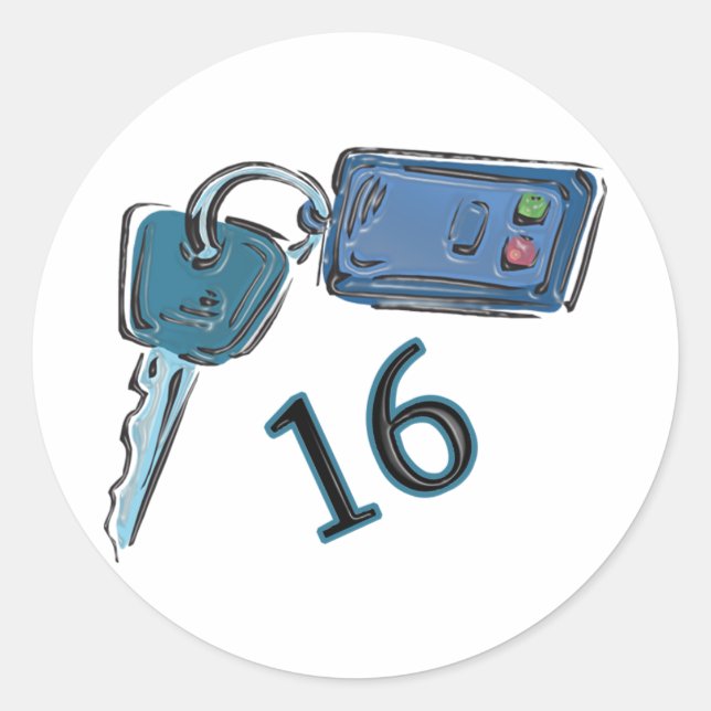 16th Birthday Keys Gifts Classic Round Sticker (Front)