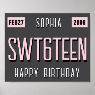16th Birthday License Plate Poster, New Driver Poster