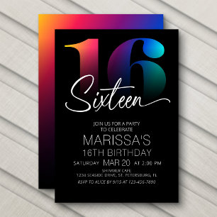 16th Birthday Modern Invitation