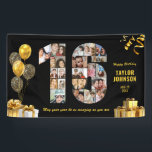 16th Birthday Number 16 Photo Collage Black Gold Banner<br><div class="desc">Make a big statement on their big day with this Custom Photo Collage Birthday Party Banner. Turn your favorite memories into a stunning visual celebration. Featuring a bold number-shaped photo collage, this design allows you to showcase a lifetime of highlights or the best moments from the past year. Whether it’s...</div>