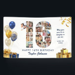 16th Birthday Number 16 Photo Collage White Gold Banner<br><div class="desc">Make a big statement on their big day with this Custom Photo Collage Birthday Party Banner. Turn your favorite memories into a stunning visual celebration. Featuring a bold number-shaped photo collage, this design allows you to showcase a lifetime of highlights or the best moments from the past year. Whether it’s...</div>