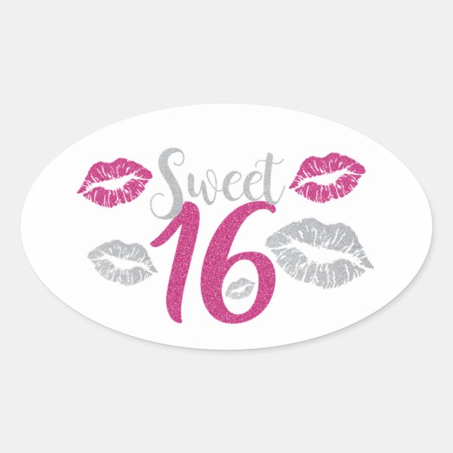 16th Birthday Oval Sticker (Front)