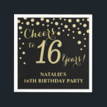 16th Birthday Party Black and Gold Diamond Napkins<br><div class="desc">16th Birthday Party Invitation with Black and Gold Glitter Diamond Background. Gold Confetti. Kids Birthday. Boy or Girl Birthday. For further customisation,  please click the "Customise it" button and use our design tool to modify this template.</div>