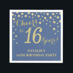 16th Birthday Party Blue and Gold Diamond Napkins<br><div class="desc">16th Birthday Party Invitation with Blue and Gold Glitter Diamond Background. Gold Confetti. Kids Birthday. Boy or Girl Birthday. For further customisation,  please click the "Customise it" button and use our design tool to modify this template.</div>