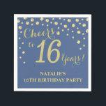 16th Birthday Party Blue and Gold Diamond Napkins<br><div class="desc">16th Birthday Party Invitation with Blue and Gold Glitter Diamond Background. Gold Confetti. Kids Birthday. Boy or Girl Birthday. For further customisation,  please click the "Customise it" button and use our design tool to modify this template.</div>