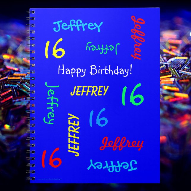 16th Birthday Party Blue Guest Book, Name, Spiral Spiral Notebook (Creator Uploaded)