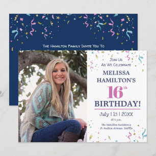 16th Birthday Party Celebration with Photo Invitation