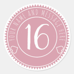 16th Birthday Party Cool Pink Pastel Classic Round Sticker