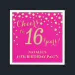 16th Birthday Party Hot Pink and Gold Diamond Napkin<br><div class="desc">16th Birthday Party Invitation with Hot Pink and Gold Glitter Diamond Background. Gold Confetti. Kids Birthday. Boy or Girl Birthday. For further customisation,  please click the "Customise it" button and use our design tool to modify this template.</div>