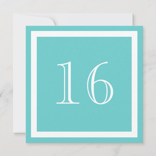 16th Birthday Party Invitation - Aqua (Front)
