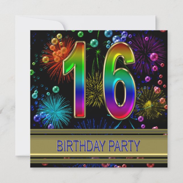 16th Birthday party Invitation with bubbles (Front)