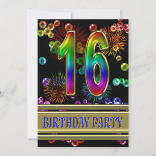 16th Birthday party Invitation with bubbles