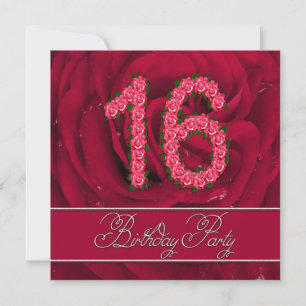 16th birthday party invitation with roses