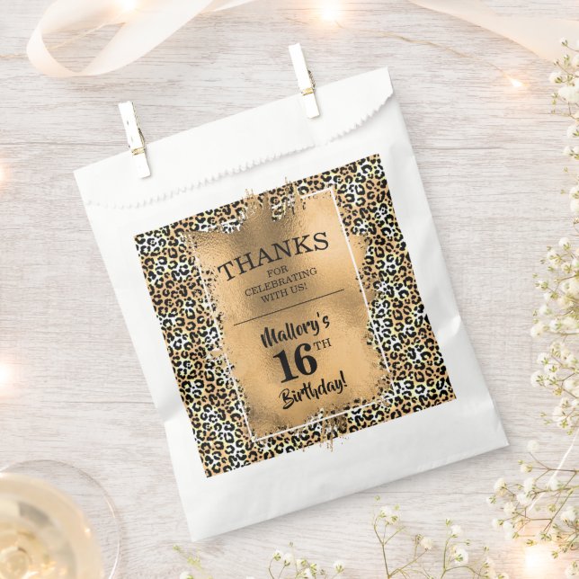  16th Birthday Party Leopard Print Favour Bag (Clipped)