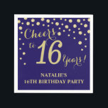 16th Birthday Party Navu Blue and Gold Diamond Napkin<br><div class="desc">16th Birthday Party Invitation with Navy Blue and Gold Glitter Diamond Background. Gold Confetti. Kids Birthday. Boy or Girl Birthday. For further customisation,  please click the "Customise it" button and use our design tool to modify this template.</div>