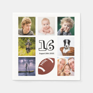 16th birthday party photo collage teen boy napkin