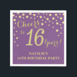 16th Birthday Party Purple and Gold Diamond Napkin<br><div class="desc">16th Birthday Party Invitation with Purple and Gold Glitter Diamond Background. Gold Confetti. Kids Birthday. Boy or Girl Birthday. For further customisation,  please click the "Customise it" button and use our design tool to modify this template.</div>