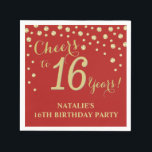 16th Birthday Party Red and Gold Diamond Napkins<br><div class="desc">16th Birthday Party Invitation with Red and Gold Glitter Diamond Background. Gold Confetti. Kids Birthday. Boy or Girl Birthday. For further customisation,  please click the "Customise it" button and use our design tool to modify this template.</div>