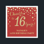 16th Birthday Party Red and Gold Diamond Napkins<br><div class="desc">16th Birthday Party Invitation with Red and Gold Glitter Diamond Background. Gold Confetti. Kids Birthday. Boy or Girl Birthday. For further customisation,  please click the "Customise it" button and use our design tool to modify this template.</div>