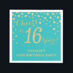 16th Birthday Party Teal and Gold Diamond Napkins<br><div class="desc">16th Birthday Party Invitation with Teal and Gold Glitter Diamond Background. Gold Confetti. Kids Birthday. Boy or Girl Birthday. For further customisation,  please click the "Customise it" button and use our design tool to modify this template.</div>