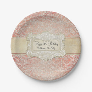 16th Birthday Party Vintage French Regency Lace Paper Plate