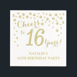 16th Birthday Party White and Gold Diamond Napkin<br><div class="desc">16th Birthday Party Invitation with White and Gold Glitter Diamond Background. Gold Confetti. Kids Birthday. Boy or Girl Birthday. For further customisation,  please click the "Customise it" button and use our design tool to modify this template.</div>