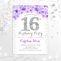 16th Birthday Party - White Silver Purple