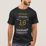 16th Birthday Personalised Men Gold White Text T-Shirt<br><div class="desc">A vintage birthday T-shirt with a heartfelt message. Add the name and change the year using the template.</div>