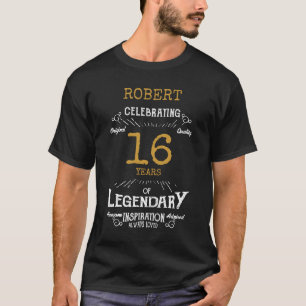 16th Birthday Personalised Men Gold White Text T-Shirt