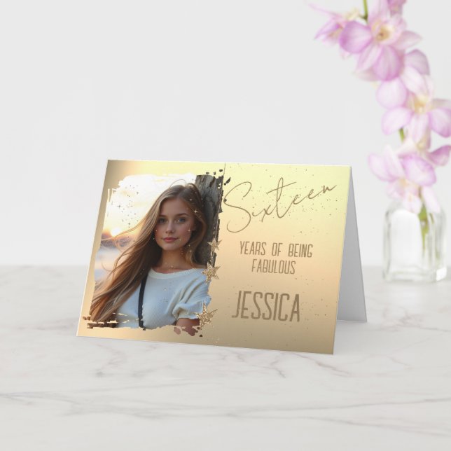 16th Birthday Photo Card (Orchid)